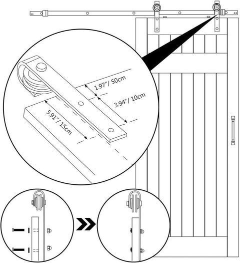 6.6FT Barn Door Hardware Kit with Black Handle