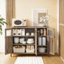 Kitchen cabinet with glass doors and steel frame Image 6