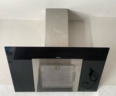 Airforce Angled Cooker Hood - Black Glass & Stainless Steel Extractor Fan