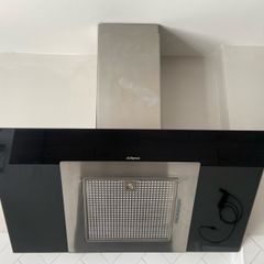 Airforce Angled Cooker Hood - Black Glass & Stainless Steel Extractor Fan