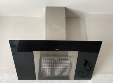 Airforce Angled Cooker Hood - Black Glass & Stainless Steel Extractor Fan