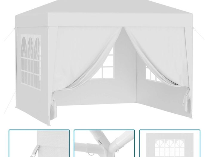 Waterproof 3x3m Gazebo White with 4 side walls