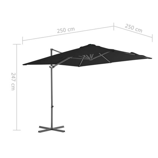 Cantilever Umbrella with Steel Pole Black 250x250 cm