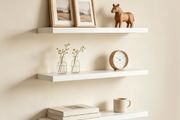 3PCS Floating Shelves for Wall, Modern Seamless Mounting, Wooden Wall Mounted Shelves for Living Room, Bedroom, Bathroom,Kitchen, Home Office, Laundry Room (White)