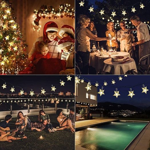 40ft 100 LED Solar Star String Lights Outdoor Solar Powered Star Fairy Lights Waterproof 8Modes Decorative Light for Garden Patio Yard Home Wedding Party Festival (FREE SHIPPING)