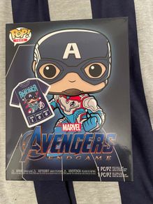 Captain America Funko Pop figure and tshirt