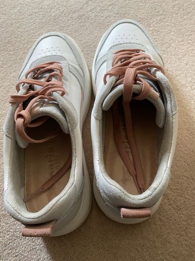 Ladies leather runners white, pink and grey