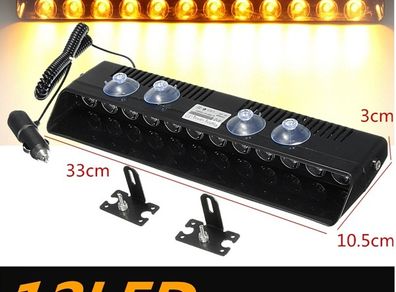 12V 12 LED 12W Yellow Car Vehicle Emergency Strobe Flash Warning Light Flashing Lights