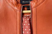 Massimo Dutti orange leather jacket size S