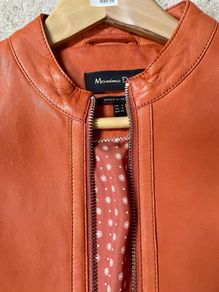 Massimo Dutti orange leather jacket size S