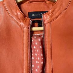 Massimo Dutti orange leather jacket size S