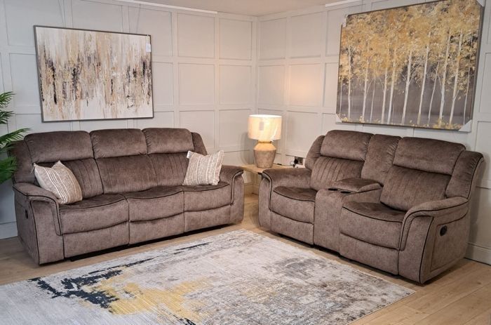 Gresham 3+2 or 3+1+1 Sand Fabric Recliner Sofa Set