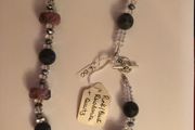 Pink/Black rhodonite &amp; Quartz necklace