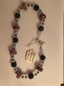 Pink/Black rhodonite & Quartz necklace