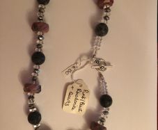Pink/Black rhodonite & Quartz necklace