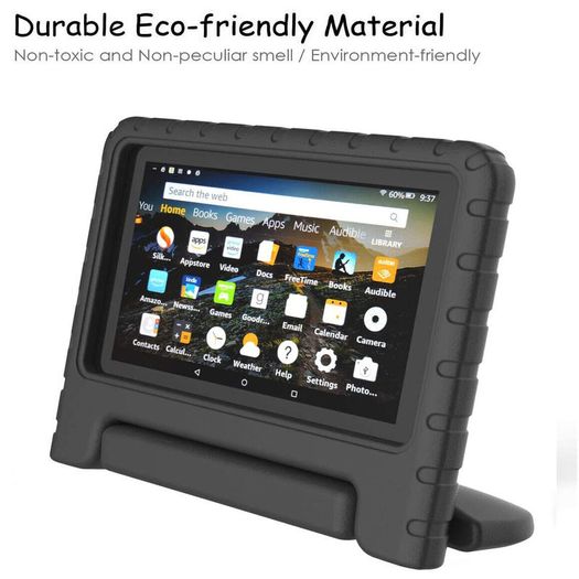 For Amazon Fire 7 2019 Case Kids Shockproof Tablet Smart Cover Handle EVA New Black - FHT06ATK1