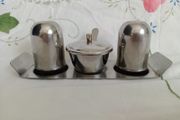 vintage stainless steel, salt &amp; pepper shakers