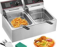 Electric Commercial Deep Fryer 12L 5000W Twin Basket Stainless Steel Fryer