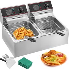 Electric Commercial Deep Fryer 12L 5000W Twin Basket Stainless Steel Fryer