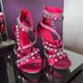 Carvela Red Studded High Heels with Rhinestones Size 37 Image 3
