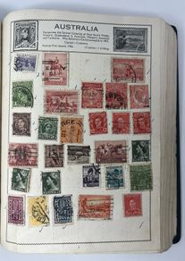 Collections: Green album from I suspect circa 1950's with used stamps from around the world. I have take picture of the 20odd pages and they go from sparse contents to complete.