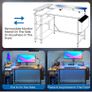 L Shaped Gaming Desk with LED Lights & Power Outlets, 120x80cm Image 3
