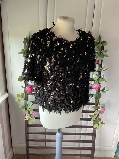 top bnwot elli white top size large black occasion wear top with embellishment