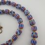 Antique Venetian Style Chevron & Skunk Glass Beads Necklace Image 6