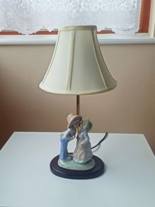 Irish Vintage Table Lamp by Mahoona  Lighting  porcelain figurine on the wooden base Height 43 cm