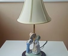 Irish Vintage Table Lamp by Mahoona  Lighting  porcelain figurine on the wooden base Height 43 cm