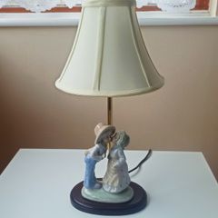 Irish Vintage Table Lamp by Mahoona  Lighting  porcelain figurine on the wooden base Height 43 cm