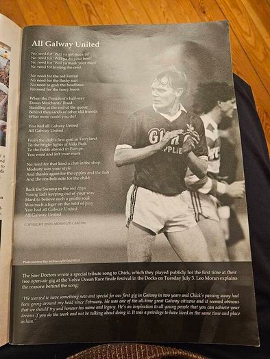 Eamonn 'chick' Deacy Testimonial.  1912 Aston Villa Legends  Vs Galway United X1/ West United X1. Incorporating official renaming of Terryland Park as Eamonn Deacy Park. First Edition Large Magazine In Good Condition.  See Photos For Same.
