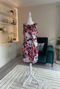 Ladies Pink & Navy Floral Midi Dress from Apricot