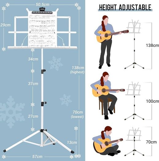 Sheet Music Stand Metal Portable with Carrying Bag, Sheet Music Folder, Projector Stand, Portable Podium Stand, Laptop Stand Pink