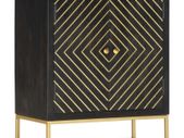 Sideboard Black and Gold 60x30x75 cm Solid Mango Wood
