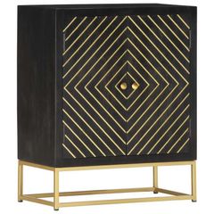 Sideboard Black and Gold 60x30x75 cm Solid Mango Wood