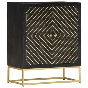 Sideboard Black and Gold 60x30x75 cm Solid Mango Wood