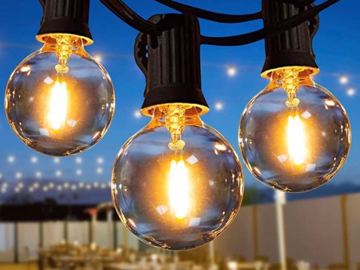 53.2FT Festoon Lights Outdoor, IP44 Garden Lights Mains Powered with 30+2 Plastic Bulbs(2 Spare)