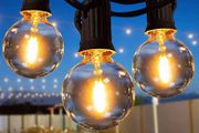 53.2FT Festoon Lights Outdoor, IP44 Garden Lights Mains Powered with 30+2 Plastic Bulbs(2 Spare)