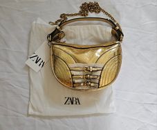 Zara Gold Metallic Faux Leather Bag