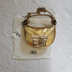 Zara Gold Metallic Faux Leather Bag