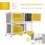 Wooden Rabbit Hutch Two Tier Guinea Pig Cage Elevated Multi-Door Pet House Bunny Cage w/ Rain Cover, Wheels, Trough, Ramp, Slide-Out Tray (FREE POSTAGE) Image 6