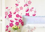 HUGE Pink Blossom Flower&Vines DIY Wall Stickers Easy to Apply Mural Decals