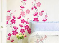 main image for ad HUGE Pink Blossom Flower&amp;Vines DIY Wall Stickers Easy to Apply Mural Decals
