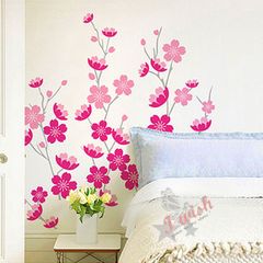 HUGE Pink Blossom Flower&Vines DIY Wall Stickers Easy to Apply Mural Decals