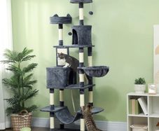 206cm Cat Tree, Multi-Level Cat Tower with Scratching Posts and Board, Beds, Condos, Platforms, Toy Balls, Dark Grey