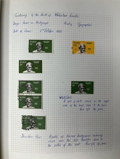 1965-74 Ireland used written up on spring back pages including some varieties/ errors in spring back album. Includes loads of spare pages. Note 66 rising set and MacCurtain & MacSweeney sets.