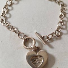 Double Love Hearted "Love" Sterling Silver Bracelet
