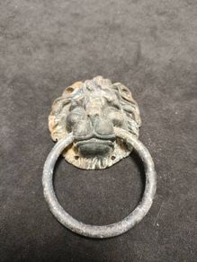 Rare  Antique Metal Architectural Lion Head Door Knocker
