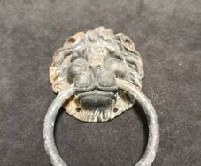Rare  Antique Metal Architectural Lion Head Door Knocker